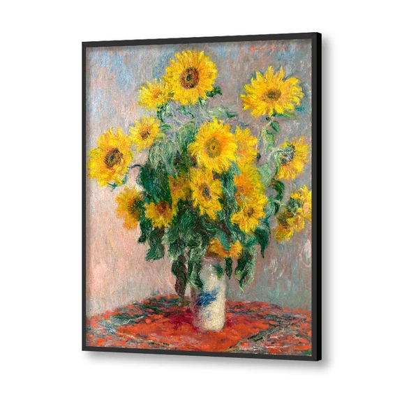 Bouquet of Sunflowers by Claude Monet Famous Painting Artwork Canvas Print view 2