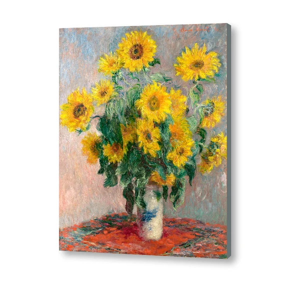 Bouquet of Sunflowers by Claude Monet Famous Painting Artwork Canvas Print view 3
